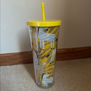 Starbucks yellow zebra tumbler cup